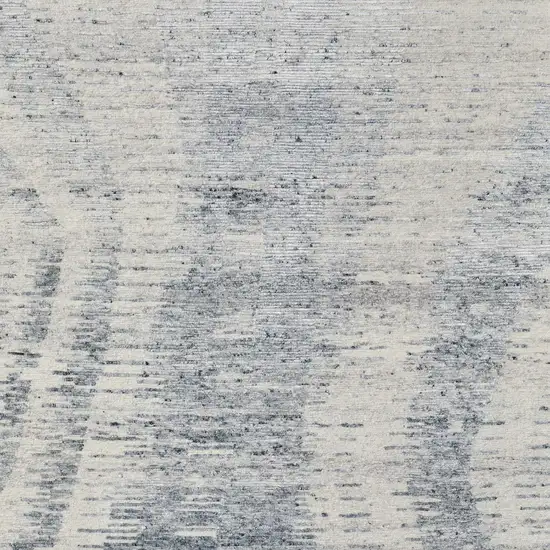 Ivory Gray and Blue Abstract Hand Knotted Worn Faded Area Rug Photo 4