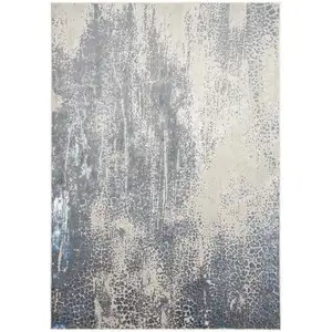 Photo of Ivory Gray and Blue Abstract Power Loom Area Rug