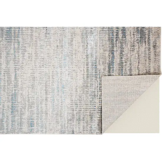 Ivory Gray and Blue Abstract Power Loom Area Rug Photo 7