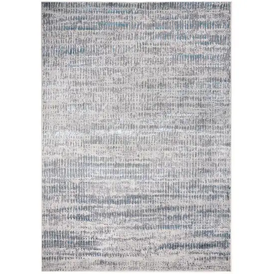 Ivory Gray and Blue Abstract Power Loom Area Rug Photo 2