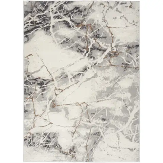 Ivory Gray and Brown Abstract Non Skid Area Rug Photo 2