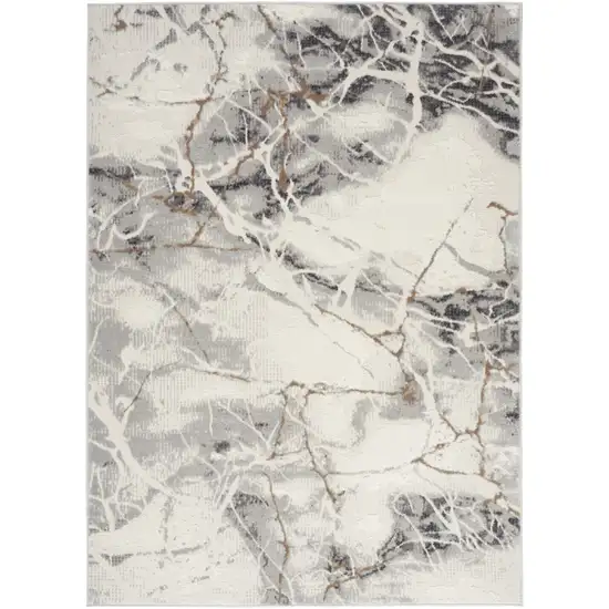 Ivory Gray and Brown Abstract Non Skid Area Rug Photo 6