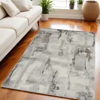 Photo of Ivory Gray and Brown Abstract Non Skid Area Rug