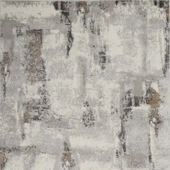 Ivory Gray and Brown Abstract Non Skid Area Rug Photo 6