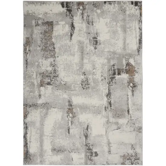 Ivory Gray and Brown Abstract Non Skid Area Rug Photo 2