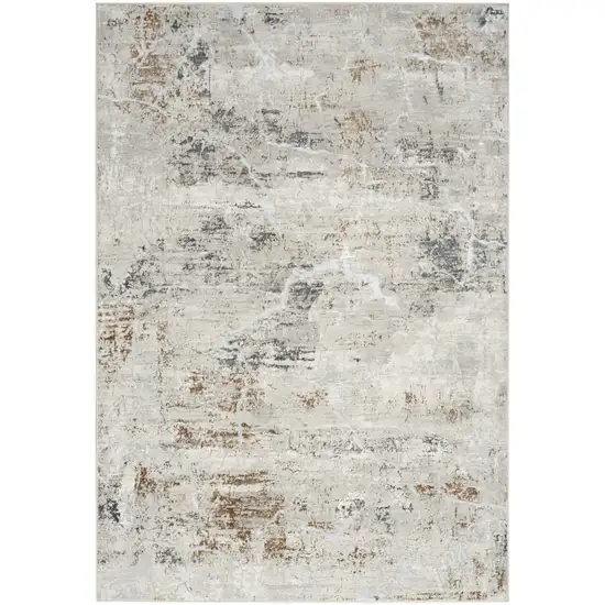 Ivory Gray and Brown Abstract Non Skid Area Rug Photo 2