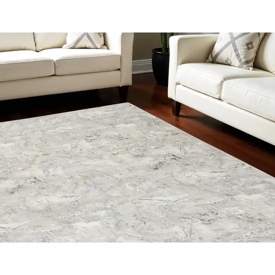 Ivory Gray and Brown Abstract Non Skid Area Rug Photo 1