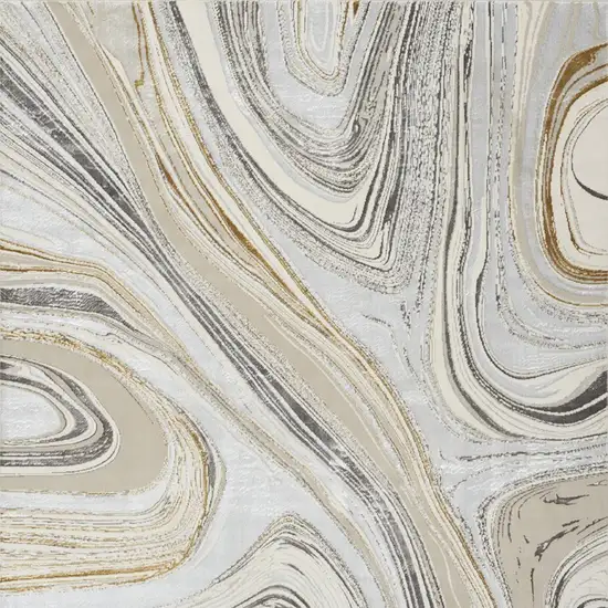 Ivory Gray and Brown Abstract Non Skid Area Rug Photo 7