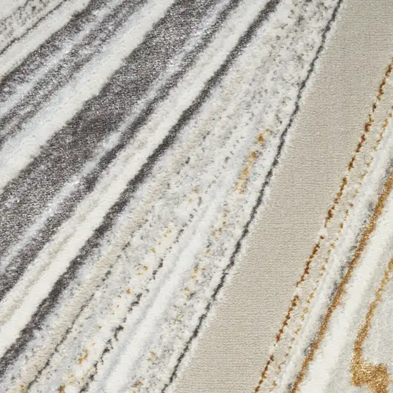 Ivory Gray and Brown Abstract Non Skid Area Rug Photo 9