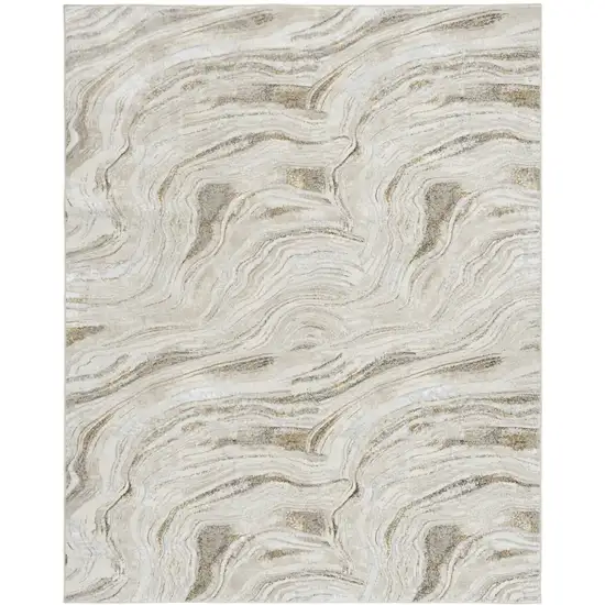 Ivory Gray and Brown Abstract Non Skid Area Rug Photo 4