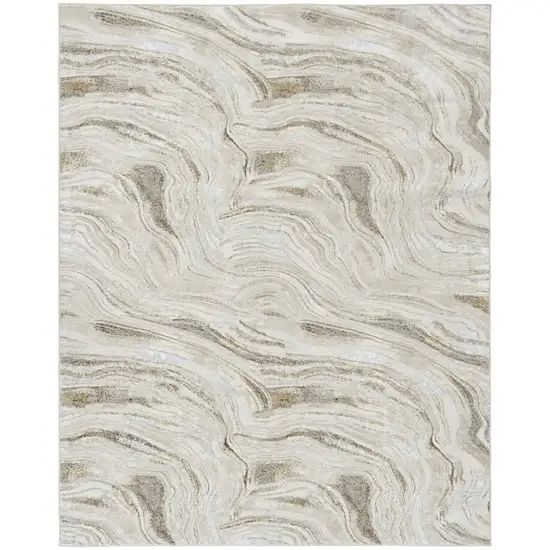 Ivory Gray and Brown Abstract Non Skid Area Rug Photo 1