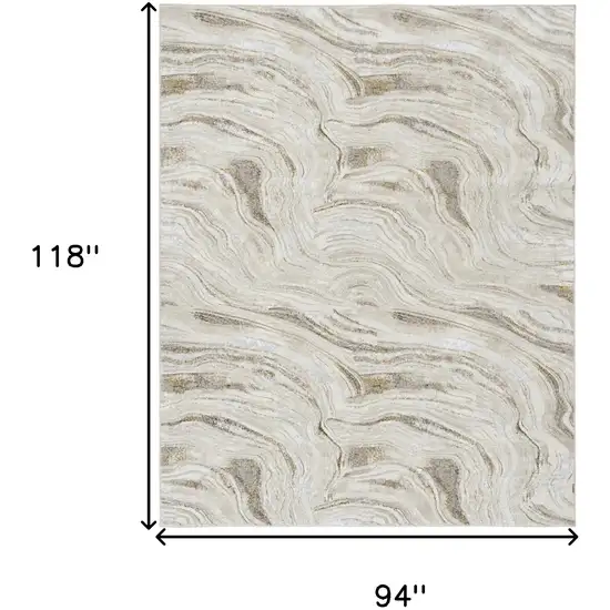 Ivory Gray and Brown Abstract Non Skid Area Rug Photo 2