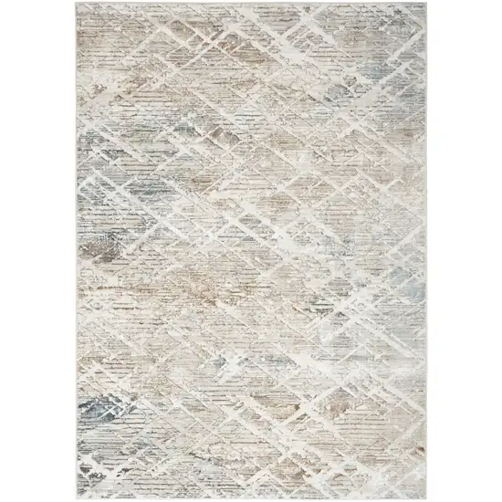 Ivory Gray and Brown Abstract Non Skid Area Rug Photo 2