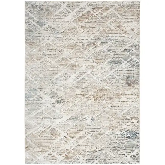 Ivory Gray and Brown Abstract Non Skid Area Rug Photo 4