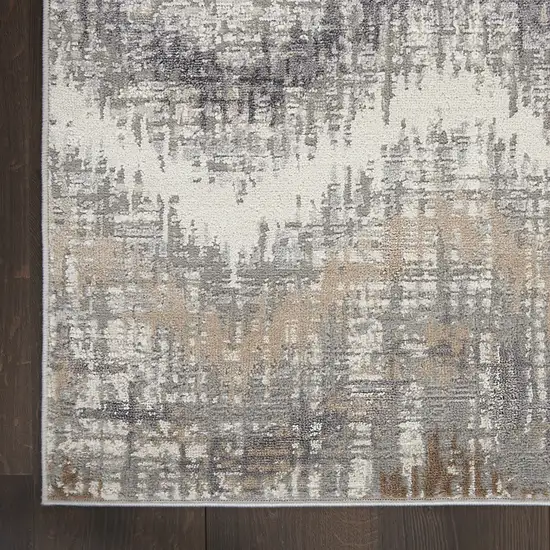 Ivory Gray and Brown Abstract Non Skid Area Rug Photo 4