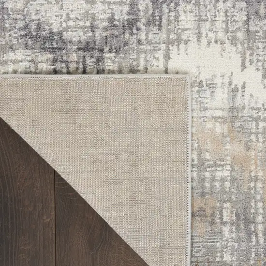 Ivory Gray and Brown Abstract Non Skid Area Rug Photo 7