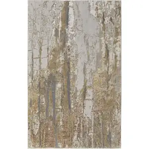 Photo of Ivory Gray and Brown Abstract Power Loom Area Rug