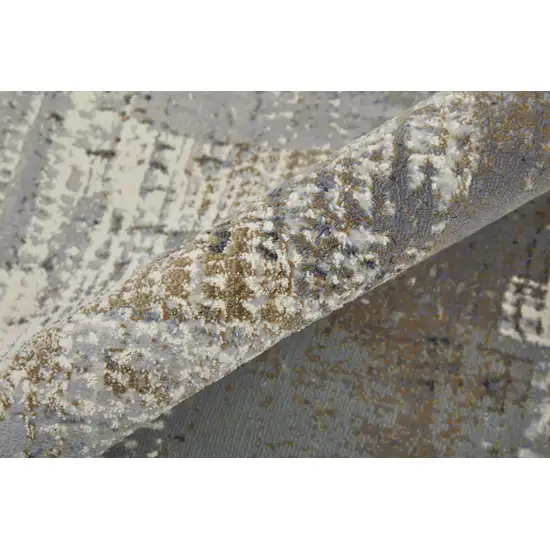 Ivory Gray and Brown Abstract Power Loom Area Rug Photo 6