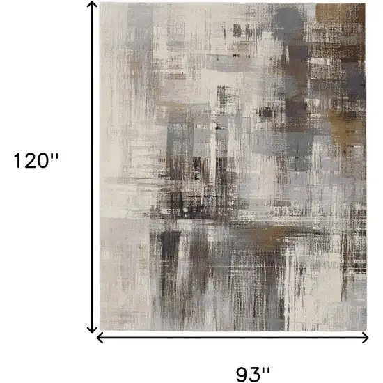 Ivory Gray and Brown Abstract Power Loom Area Rug Photo 3