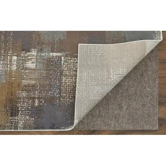 Ivory Gray and Brown Abstract Power Loom Area Rug Photo 8