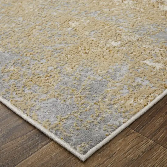 Ivory Gray and Brown Abstract Power Loom Worn Faded Area Rug Photo 8