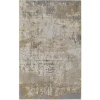 Photo of Ivory Gray and Brown Abstract Power Loom Worn Faded Area Rug