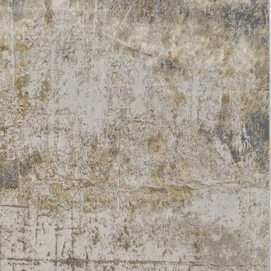 Ivory Gray and Brown Abstract Power Loom Worn Faded Area Rug Photo 7