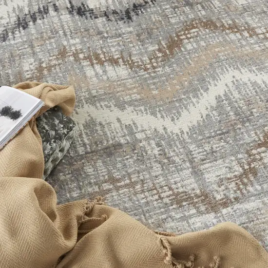 Ivory Gray and Brown Chevron Non Skid Area Rug Photo 8