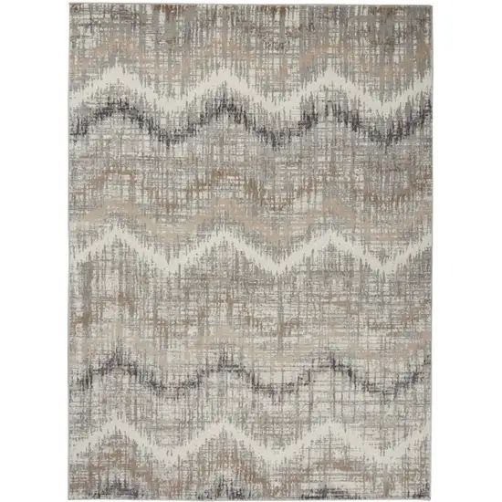 Ivory Gray and Brown Chevron Non Skid Area Rug Photo 6