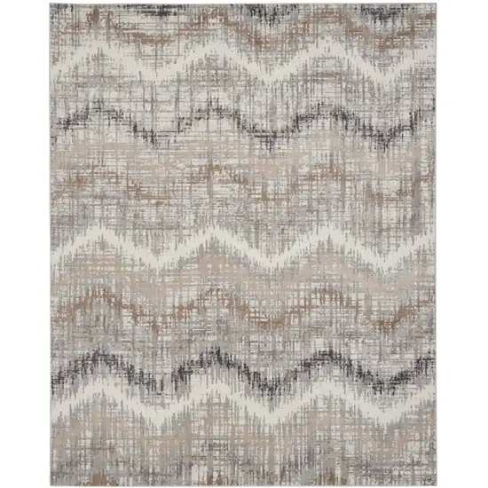 Ivory Gray and Brown Chevron Non Skid Area Rug Photo 6