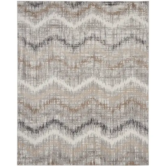 Ivory Gray and Brown Chevron Non Skid Area Rug Photo 2