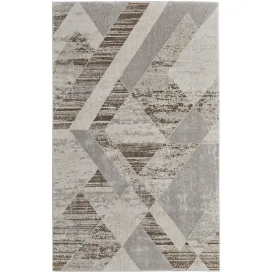 Ivory Gray and Brown Geometric Power Loom Area Rug Photo 6