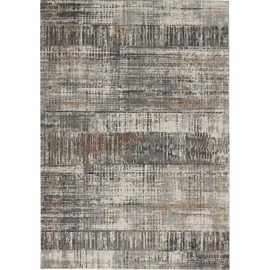 Ivory Gray and Golden Brown Abstract Area Rug Photo 2