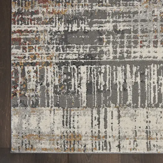 Ivory Gray and Golden Brown Abstract Area Rug Photo 4