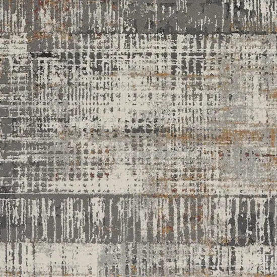 Ivory Gray and Golden Brown Abstract Area Rug Photo 9