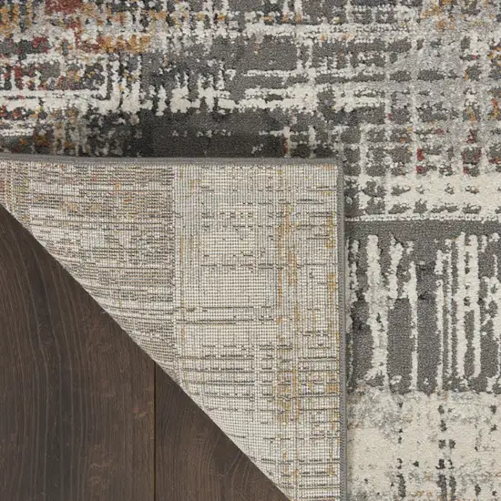 Ivory Gray and Golden Brown Abstract Area Rug Photo 6