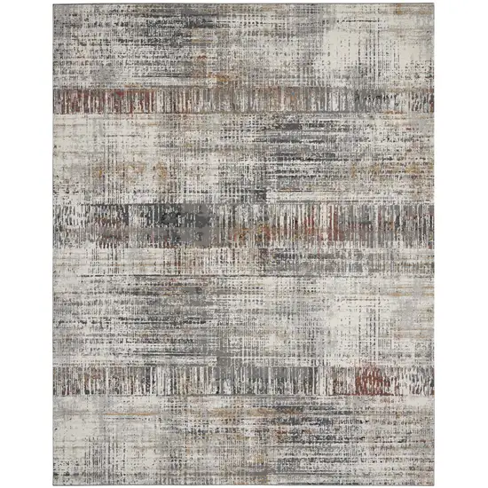 Ivory Gray and Golden Brown Abstract Area Rug Photo 2