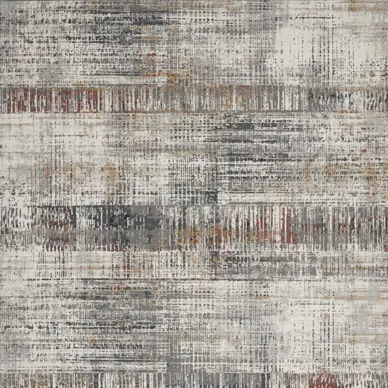 Ivory Gray and Golden Brown Abstract Area Rug Photo 9