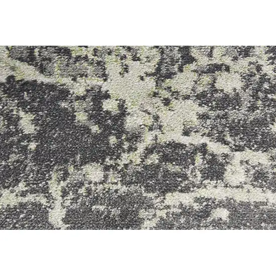 Ivory Gray and Green Abstract Power Loom Area Rug Photo 8