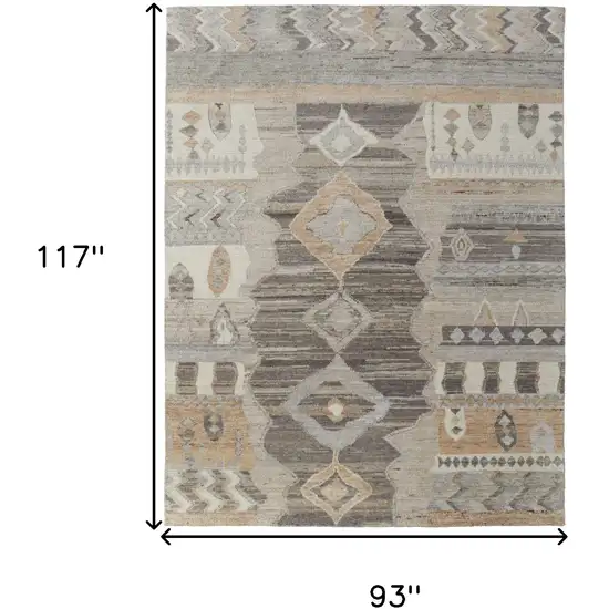 Ivory Gray and Orange Wool Moroccan Hand Knotted Area Rug Photo 3