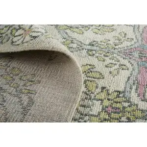 Photo of Ivory Gray and Pink Wool Floral Hand Knotted Area Rug