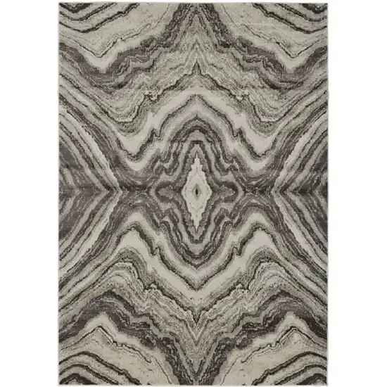 Ivory Gray and Tan Abstract Power Loom Area Rug Photo 3