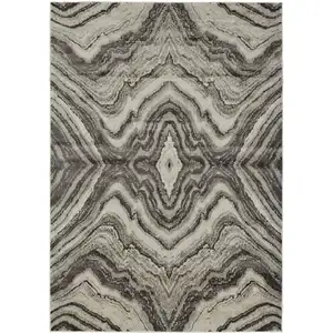 Photo of Ivory Gray and Tan Abstract Power Loom Area Rug