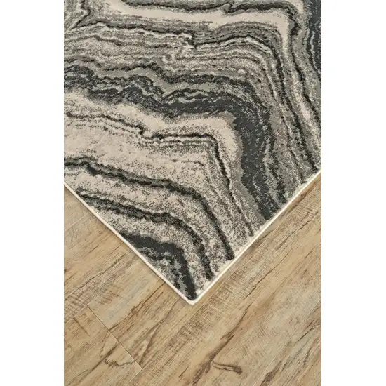 Ivory Gray and Tan Abstract Power Loom Area Rug Photo 6