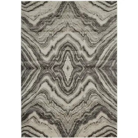 Ivory Gray and Tan Abstract Power Loom Area Rug Photo 4