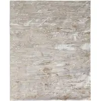 Photo of Ivory Gray and Tan Abstract Power Loom Worn Faded Area Rug