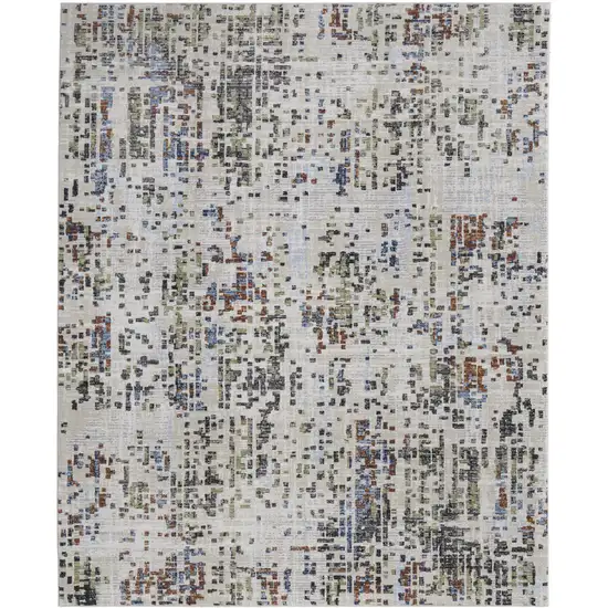 Ivory Green and Blue Abstract Power Loom Area Rug Photo 6