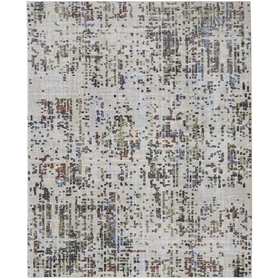 Ivory Green and Blue Abstract Power Loom Area Rug Photo 4