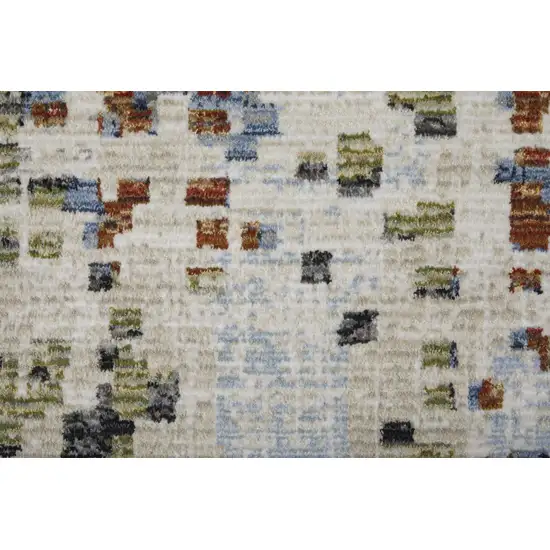 Ivory Green and Blue Abstract Power Loom Area Rug Photo 9