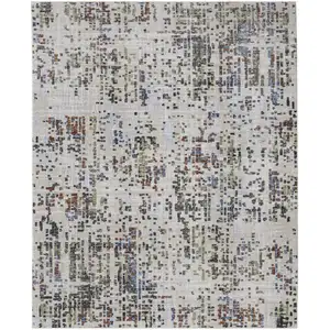 Photo of Ivory Green and Blue Abstract Power Loom Area Rug